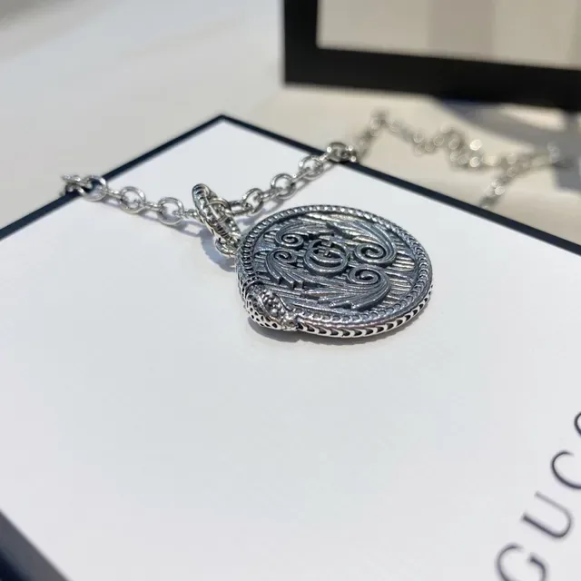 Gucci GG Marmont Ornate Circular Pendant Necklace 2