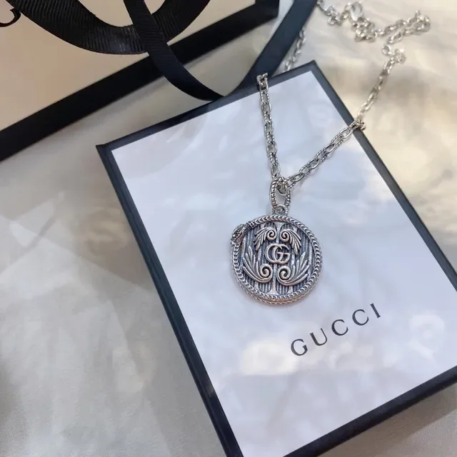 Gucci GG Marmont Ornate Circular Pendant Necklace 4