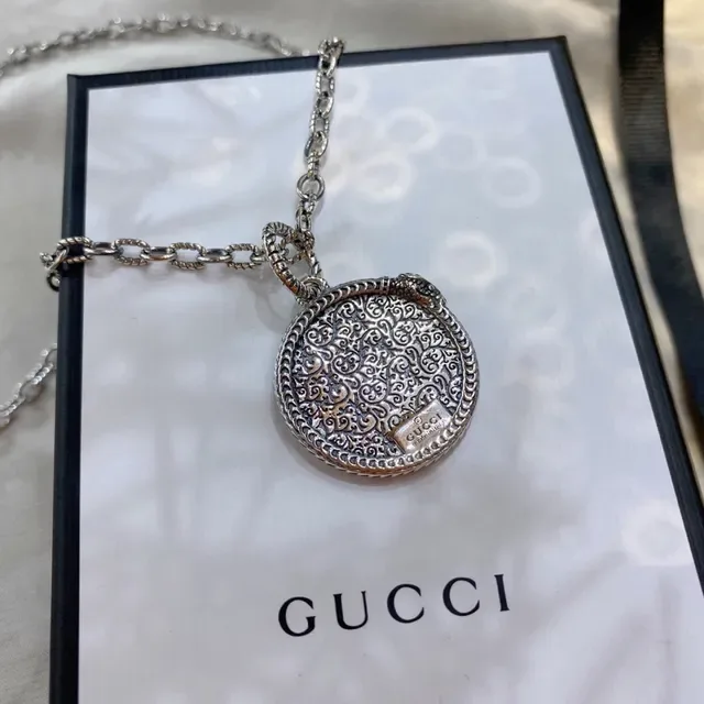 Gucci GG Marmont Ornate Circular Pendant Necklace 7