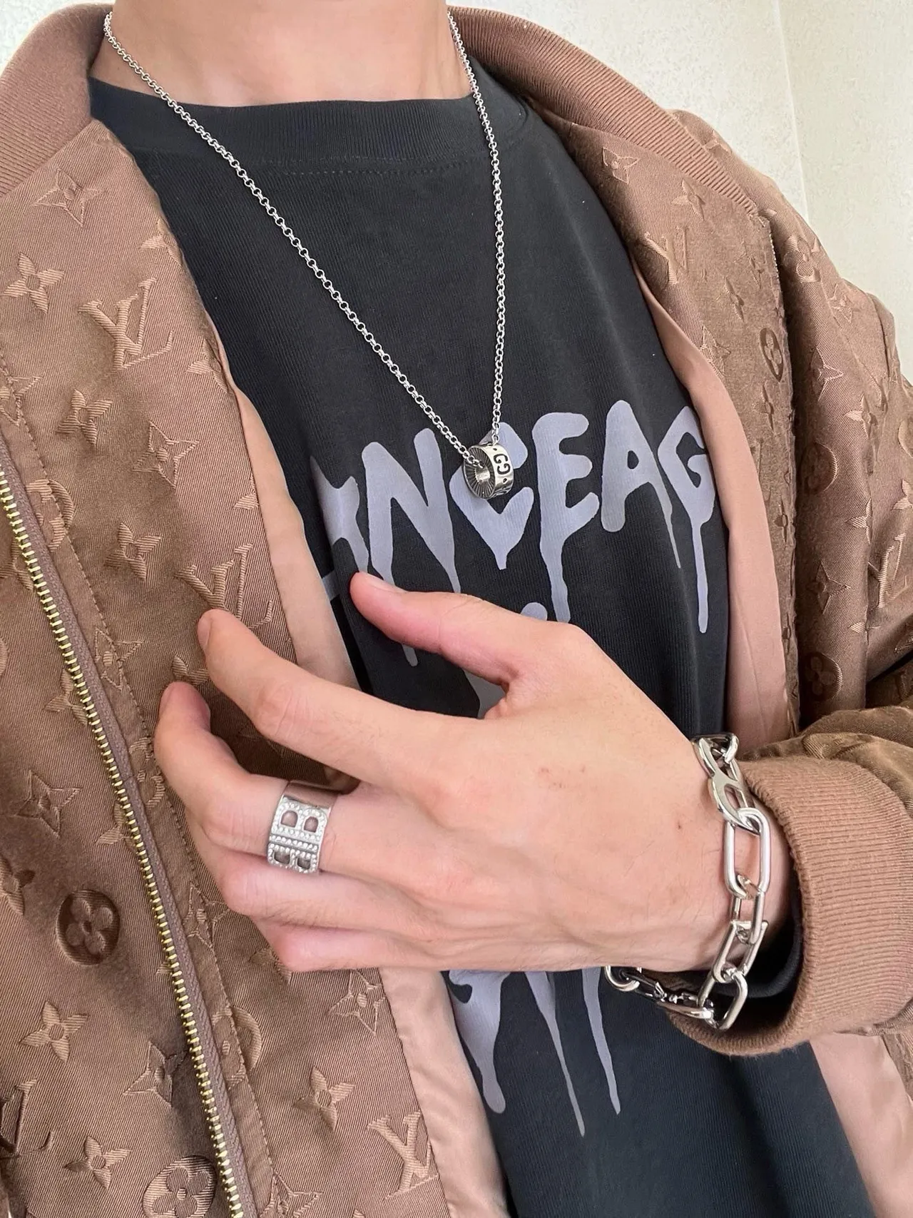 Gucci GG Marmont Silver Ball-Chain Necklace 8
