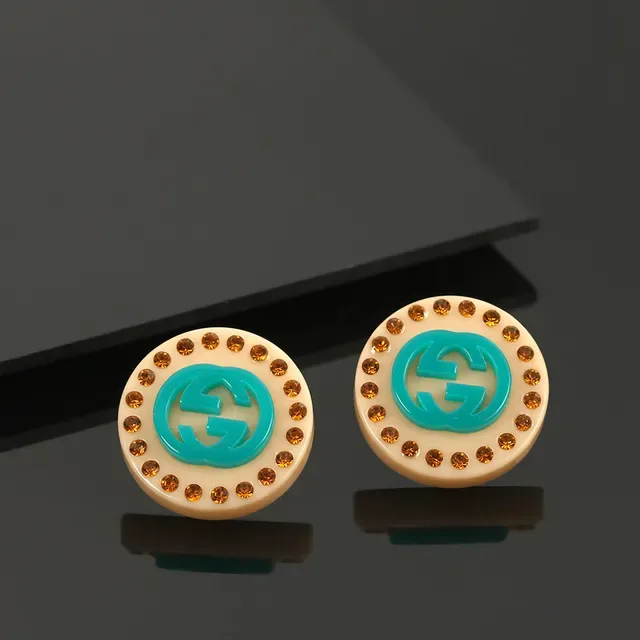 Gucci GG Marmont 绿松石与琥珀水钻耳钉 4