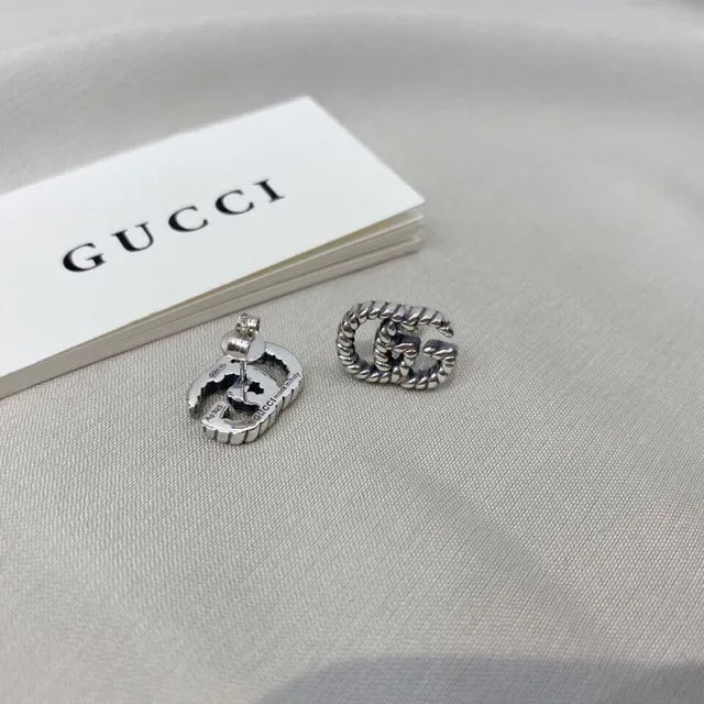 Gucci GG Marmont Twisted Rope Interlocking G Stud Earrings 2