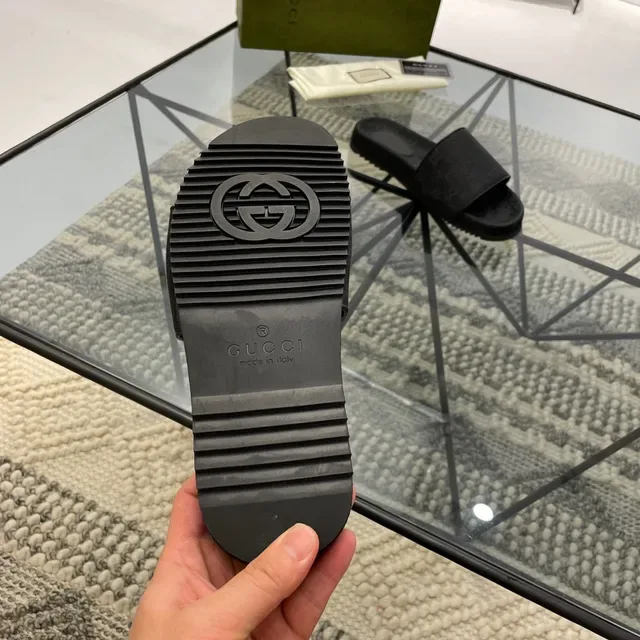 Gucci GG Monogram Black Slide Slippers 2