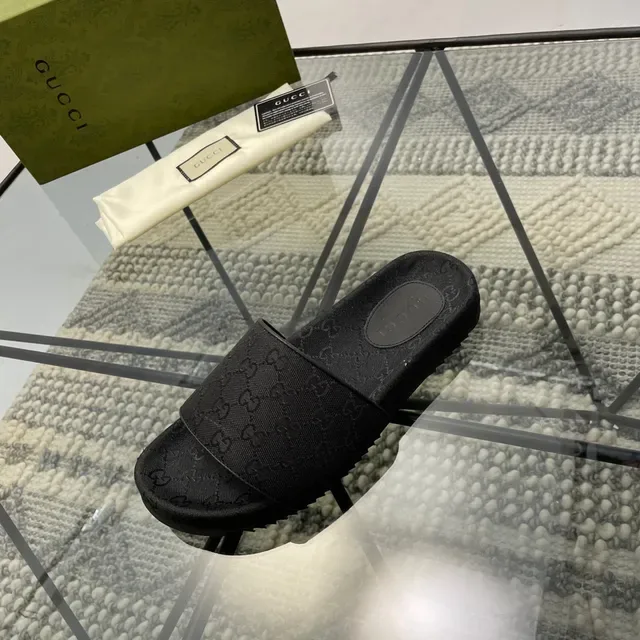 Gucci GG Monogram Black Slide Slippers 7