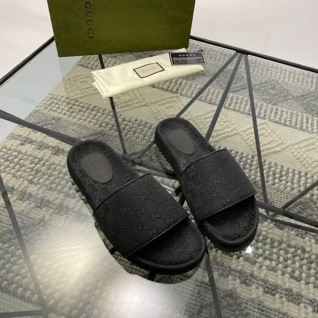 Gucci GG Monogram Black Slide Slippers 8