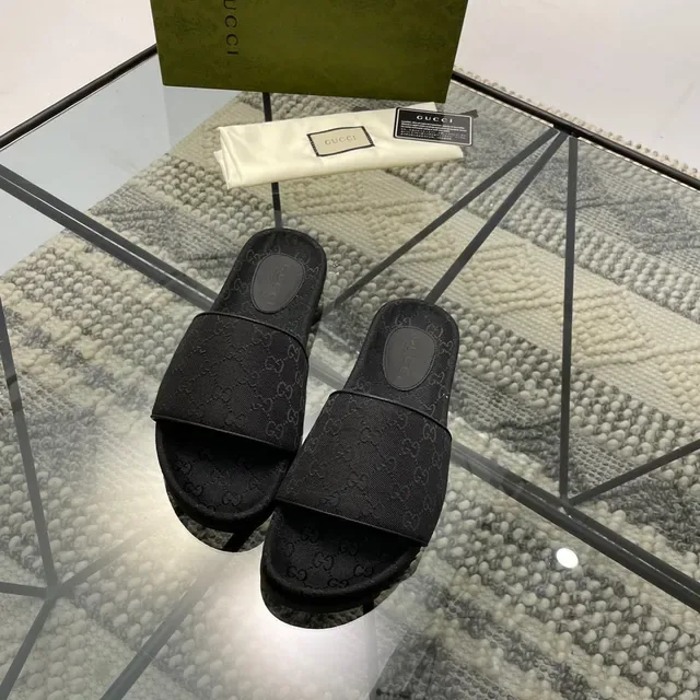 Gucci GG Monogram Black Slide Slippers 9