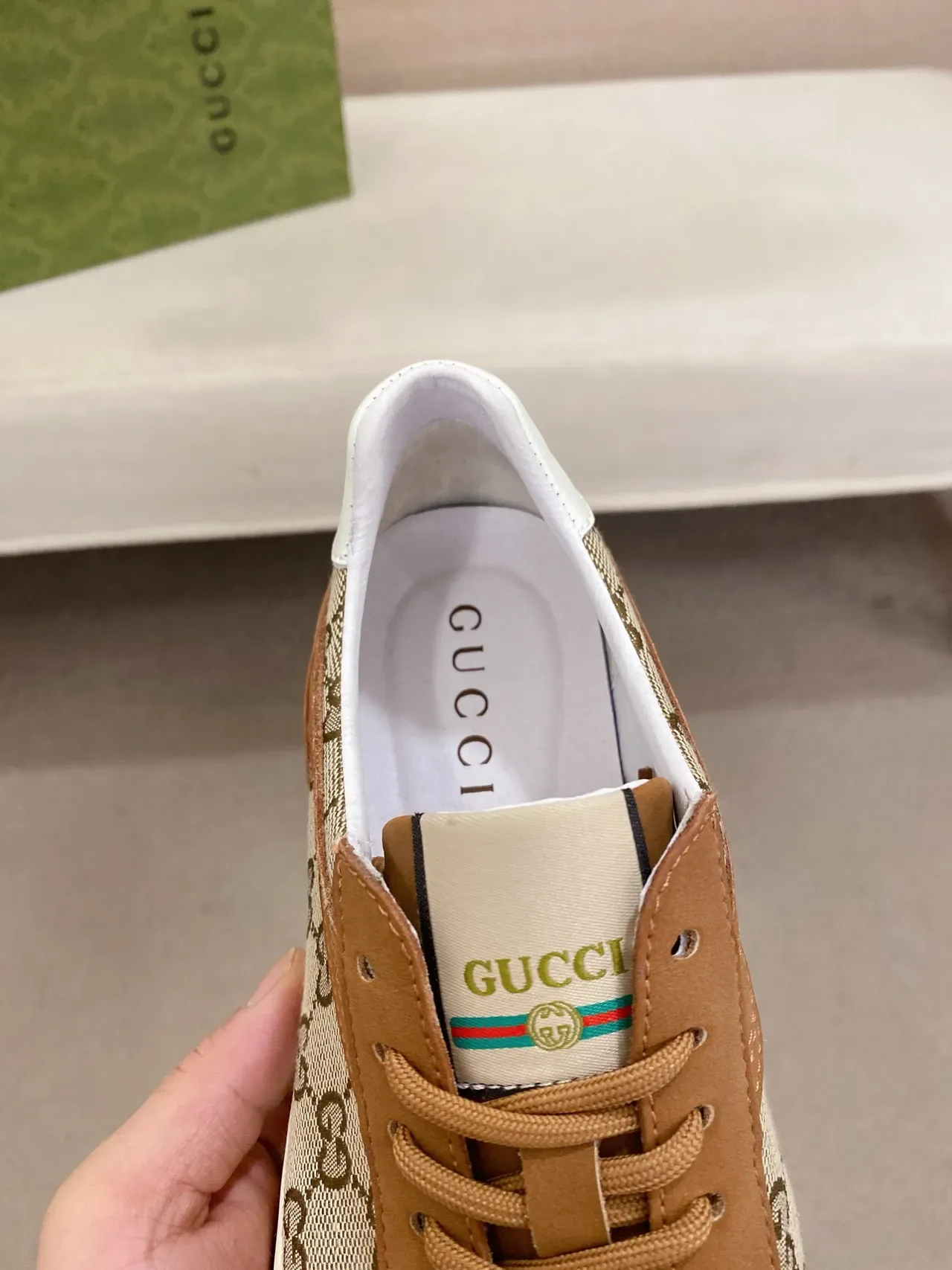 Gucci GG Monogram Tan and Beige Lifestyle Sneakers 4