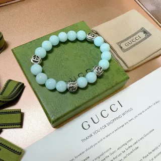 سوار Gucci أخضر فضي خرز Interlocking G Charms