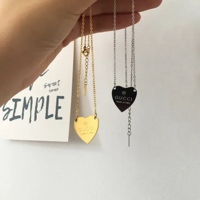 Gucci 心形吊坠项链 金色和银色调 3