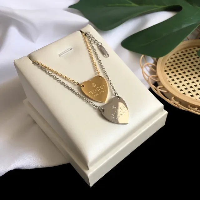 Gucci 心形吊坠项链 金色和银色调 8