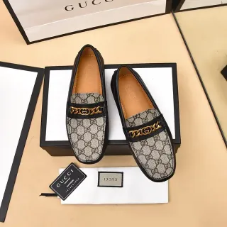 Mocasines Gucci Horsebit 1955 Beige y Negro GG Canvas