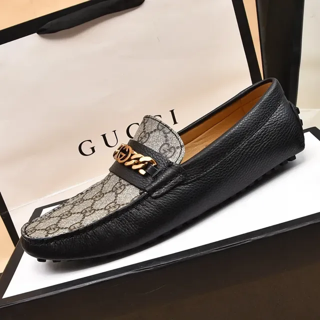 Mocasines Gucci Horsebit 1955 Beige y Negro GG Canvas 5