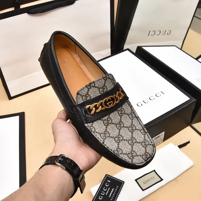 Mocasines Gucci Horsebit 1955 Beige y Negro GG Canvas 6