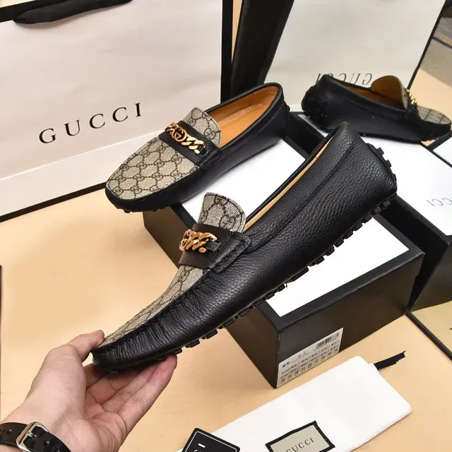 Mocasines Gucci Horsebit 1955 Beige y Negro GG Canvas 7