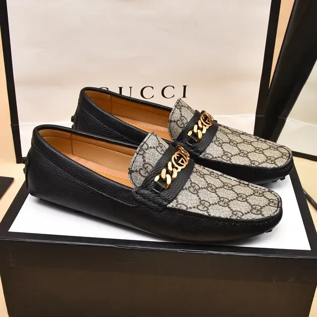 Mocasines Gucci Horsebit 1955 Beige y Negro GG Canvas 8