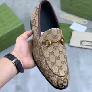 গুসি Horsebit 1955 Beige Brown GG Monogram লোফার