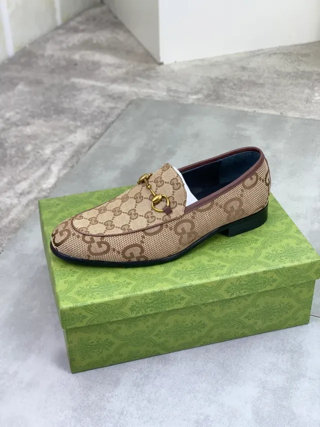Gucci Horsebit 1955 Beige Brown GG Monogram mocassins 4