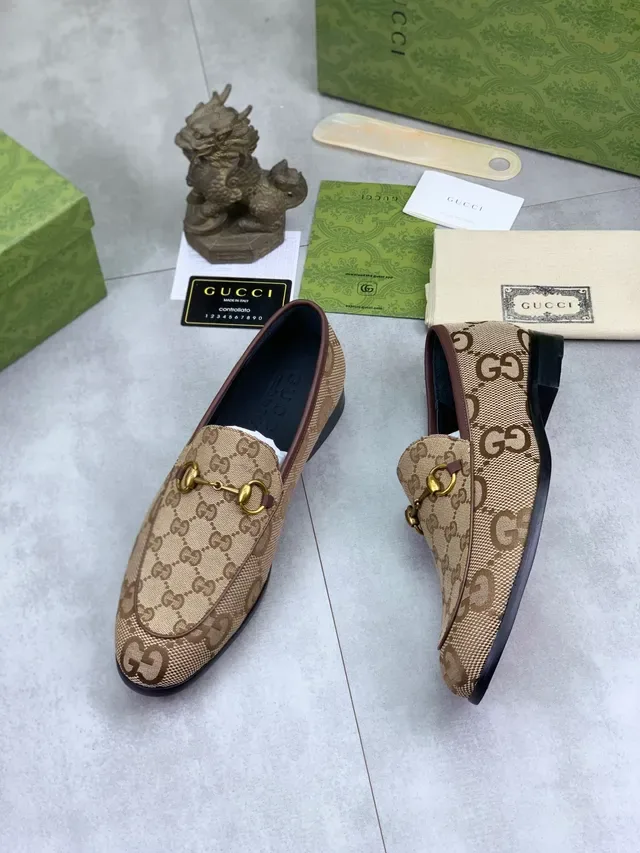 Gucci Horsebit 1955 Beige Brown GG Monogram mocassins 5