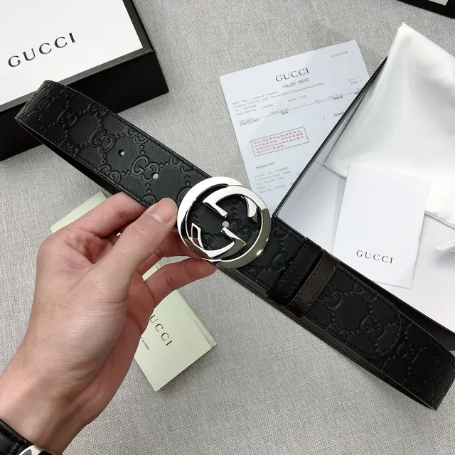 Gucci Horsebit 1955 noir estampé GG cuir ceinture 5