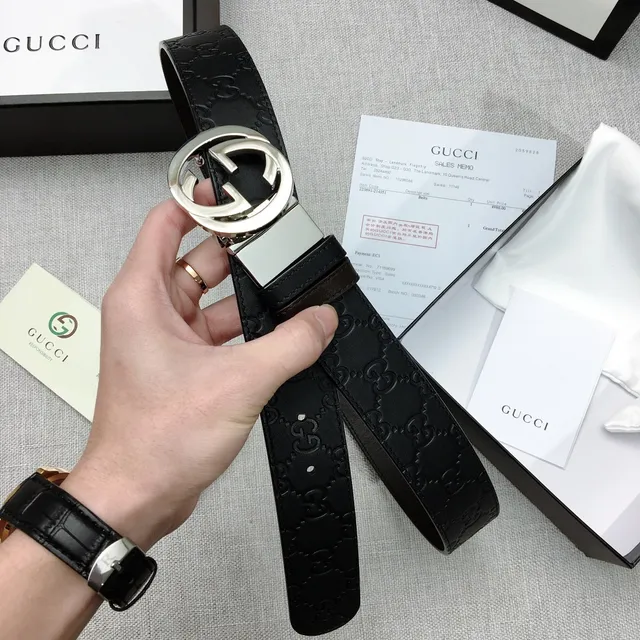 Gucci Horsebit 1955 noir estampé GG cuir ceinture 6