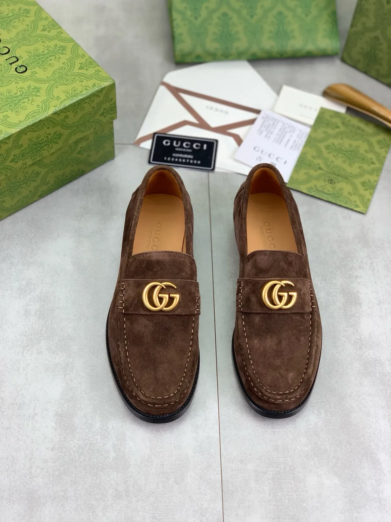 Gucci Horsebit 1955 Brown Suede Loafers 6
