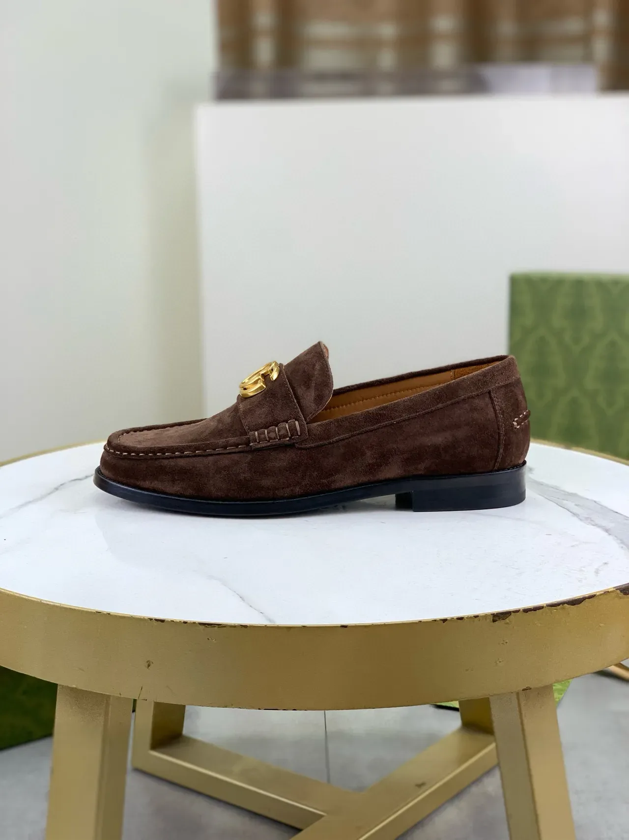Gucci Horsebit 1955 Brown Suede Loafers 7