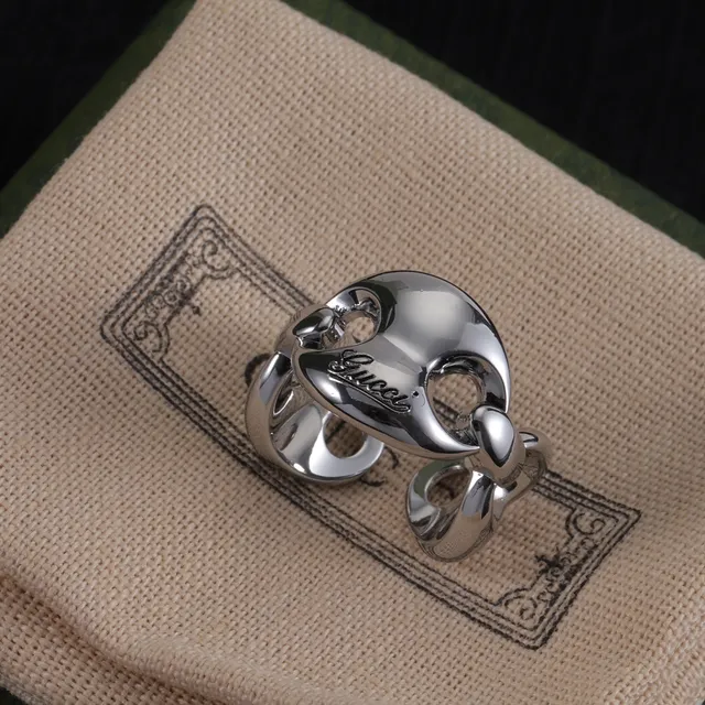 Gucci Horsebit 1955 Or Argent Bague en métal poli avec boucle interlocking 2