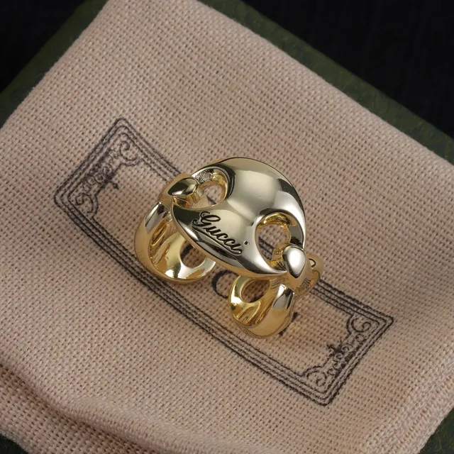 Gucci Horsebit 1955 Or Argent Bague en métal poli avec boucle interlocking 3