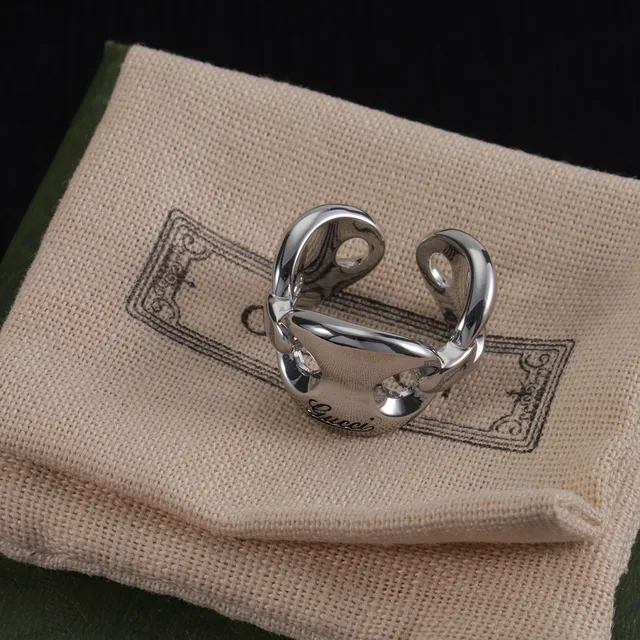 Gucci Horsebit 1955 Or Argent Bague en métal poli avec boucle interlocking 5