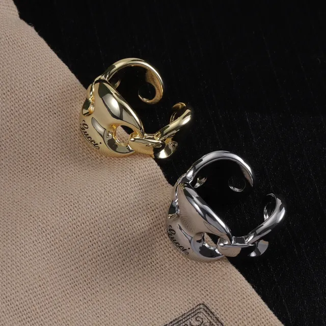Gucci Horsebit 1955 Or Argent Bague en métal poli avec boucle interlocking 6
