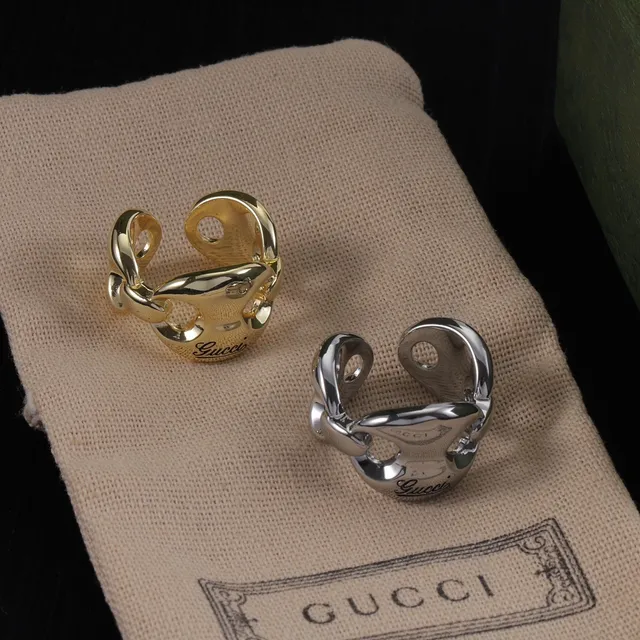 Gucci Horsebit 1955 Or Argent Bague en métal poli avec boucle interlocking 7