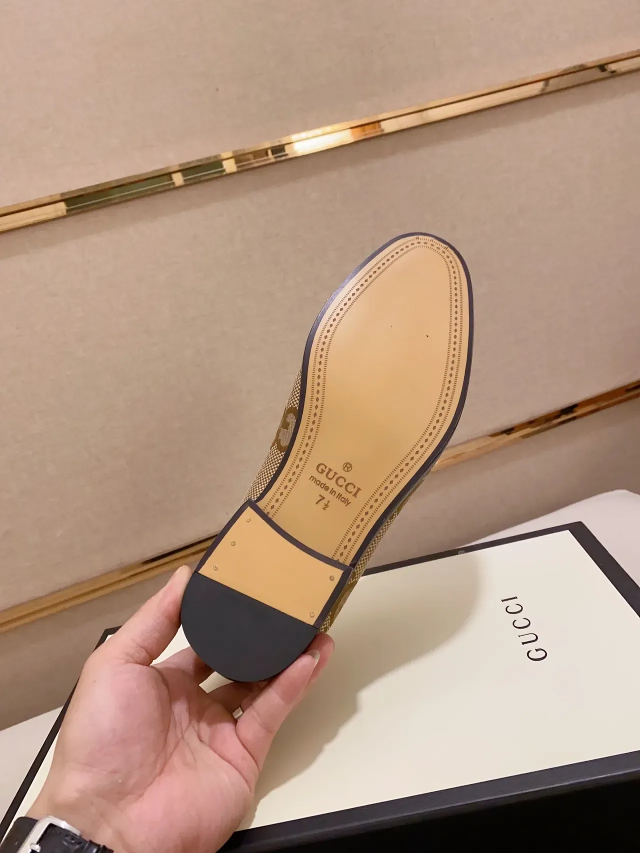 Gucci Horsebit 1955 लोफर बेज ब्राउन GG Monogram कैनवास लोफर 2