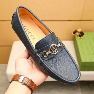 Gucci Horsebit 1955 Navy Loafers de couro texturizado