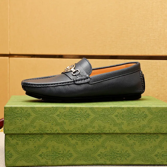 Gucci Horsebit 1955 Navy Pebbled Leather Loafers 6