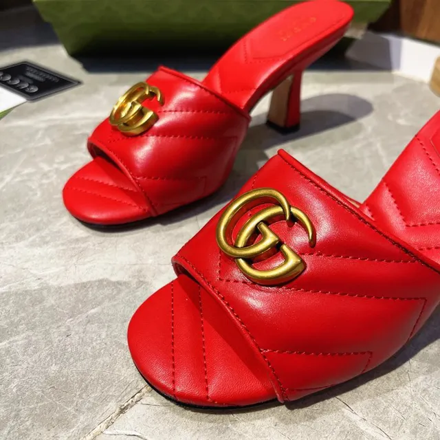 Gucci Horsebit 1955 Sandalias Mule Casual de Cuero Acolchado Rojo 3