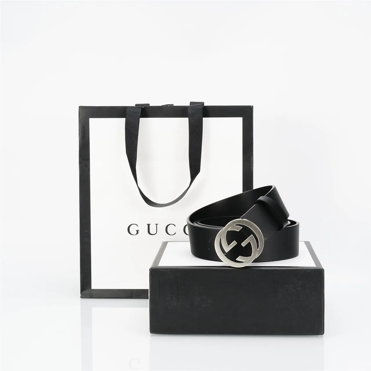 Gucci Interlocking G ceinture en cuir noir 4