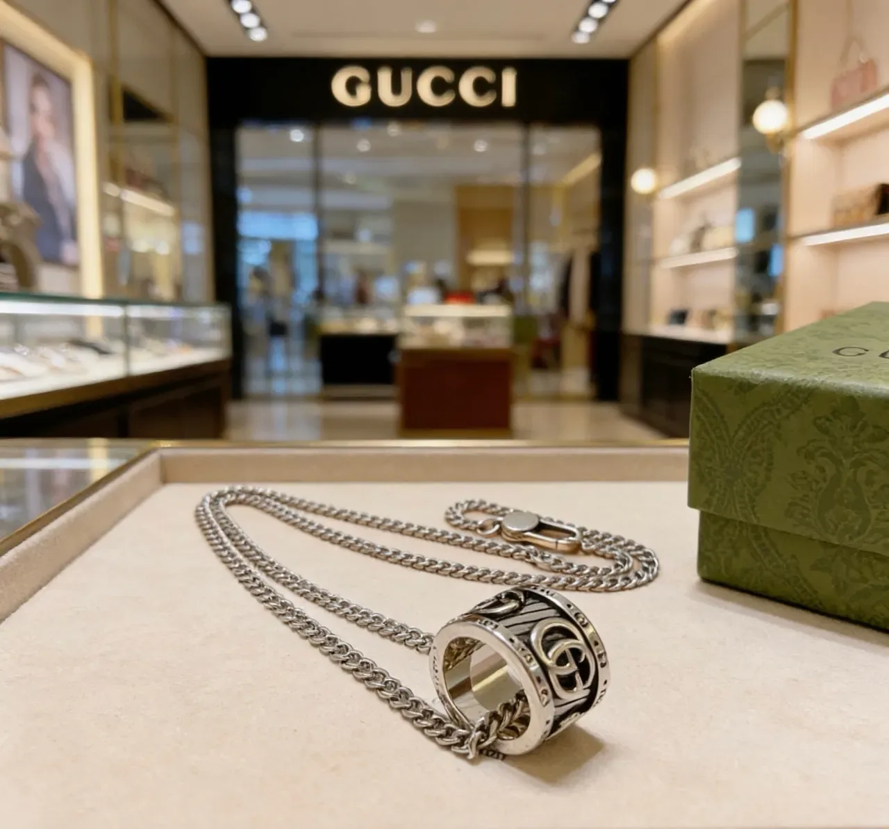 Collier Gucci Interlocking G pendentif cylindrique 6