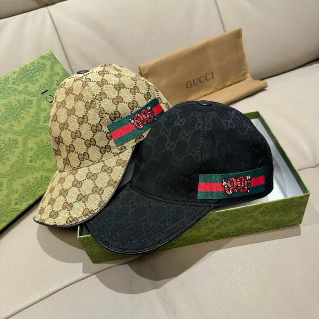Gucci Kingsnake Black Green GG Monogram Canvas Web Stripe Band Baseball Cap 2