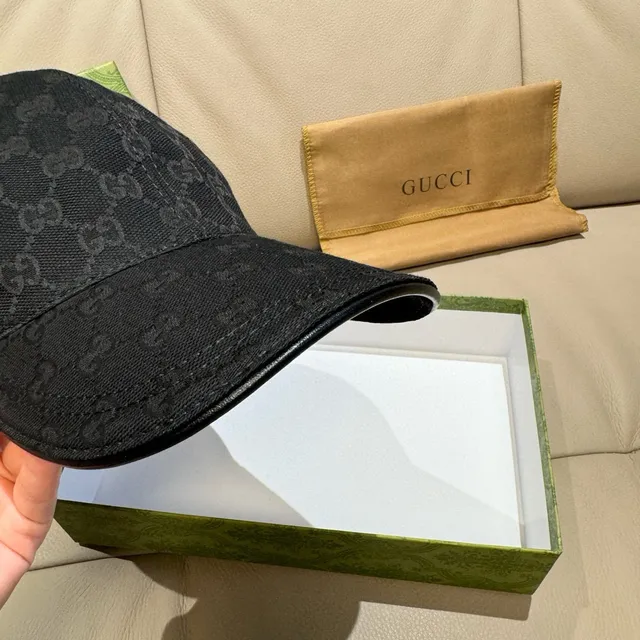 Gucci Kingsnake Black Green GG Monogram Canvas Web Stripe Band Baseball Cap 5