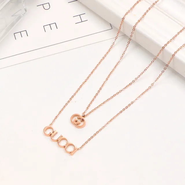 Gucci लोगो पেন্ডेन्ट নেকলেস চাঁদি সোনার চেইন-লিঙ্ক নেকলেস 6