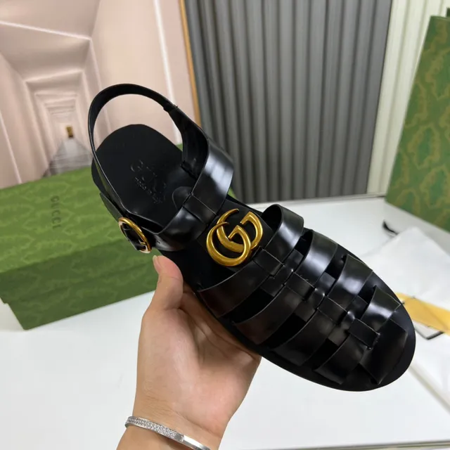 Gucci Medusa Gladiator Sandal أسود ذهب متعدد الحزام رأس الزينة صنادل جلادي 6