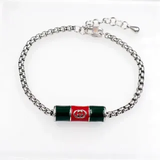 Gucci Multicolor Silver Curb Chain Enamel Cylinder Charm Bracelet