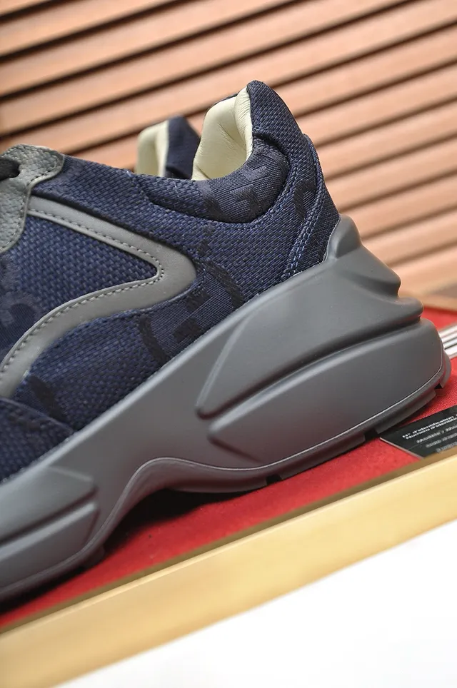 Gucci Navy Gray Sole Mesh Upper Chunky Sneakers 3