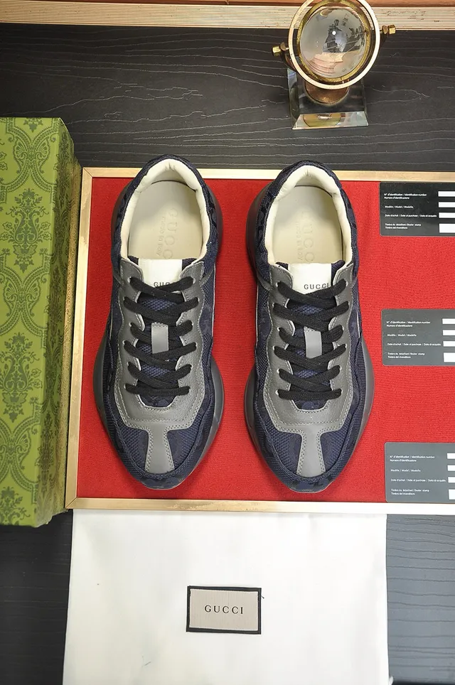 Gucci Navy Gray Sole Mesh Upper Chunky Sneakers 4