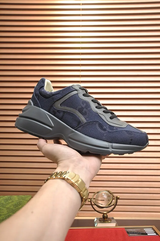 Gucci Navy Gray Sole Mesh Upper Chunky Sneakers 5