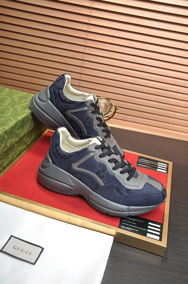 Gucci Navy Gray Sole Mesh Upper Chunky Sneakers 7