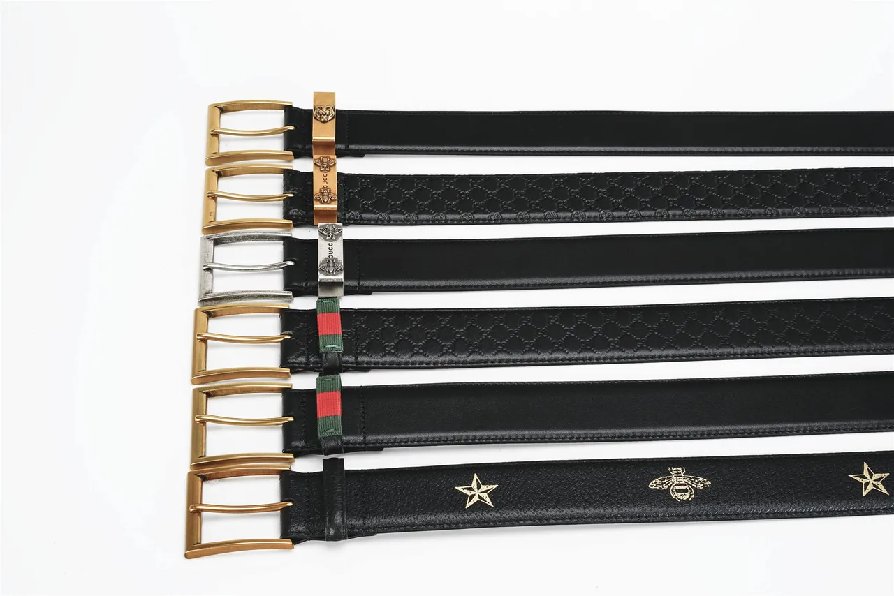 Gucci Ophidia Black Gold Embossed GG Monogram Rectangular Buckle Leather Belt 2