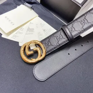 Gucci Ophidia Monograma GG embossado Cinto de couro preto