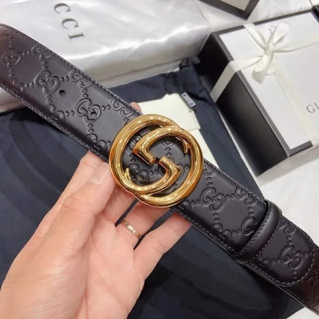Gucci Ophidia Embossed GG Monogram Black Leather Belt 2