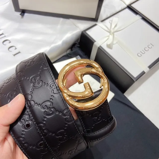 Gucci Ophidia Embossed GG Monogram Black Leather Belt 4